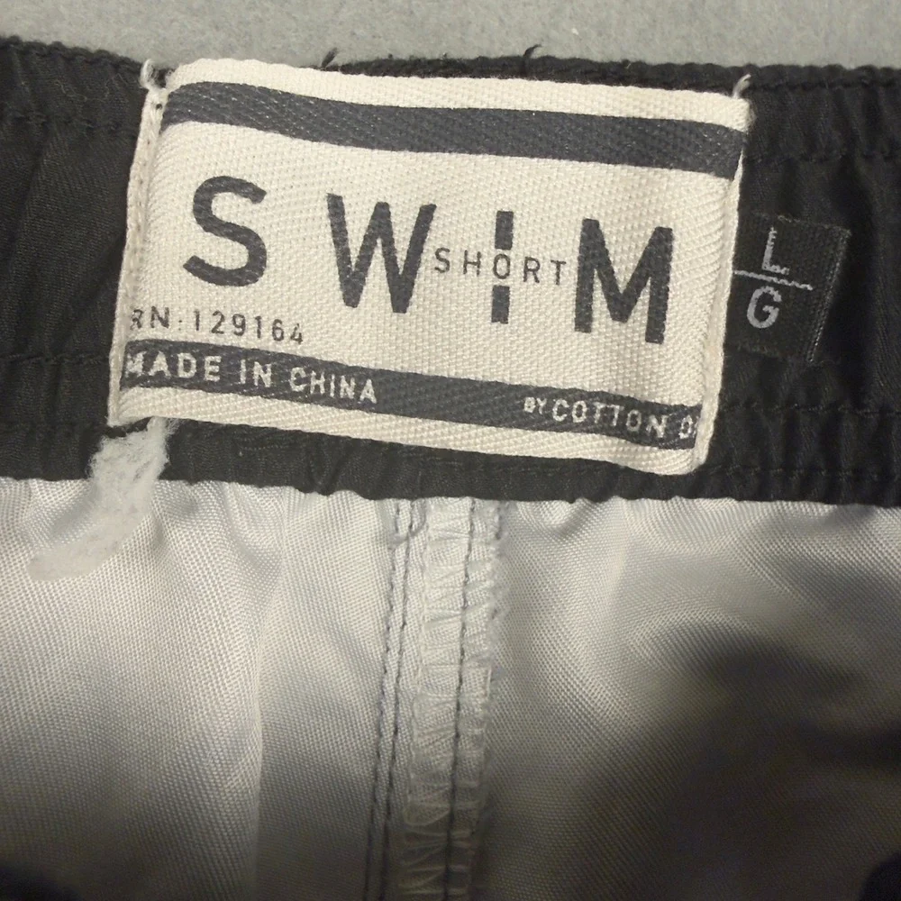 Cotton On Mens Swim Shorts Grey Black Striped Trunks Size Large